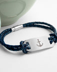 Personalised Men's Anchor Statement Leather Bracelet
