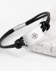 Personalised Men's Travel Compass Statement Leather Bracelet