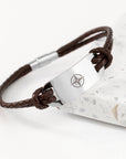 Personalised Men's Travel Compass Statement Leather Bracelet