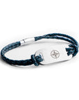 Personalised Men's Travel Compass Statement Leather Bracelet