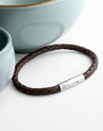 Personalised Men's Celtic Trinity Capsule Leather Bracelet