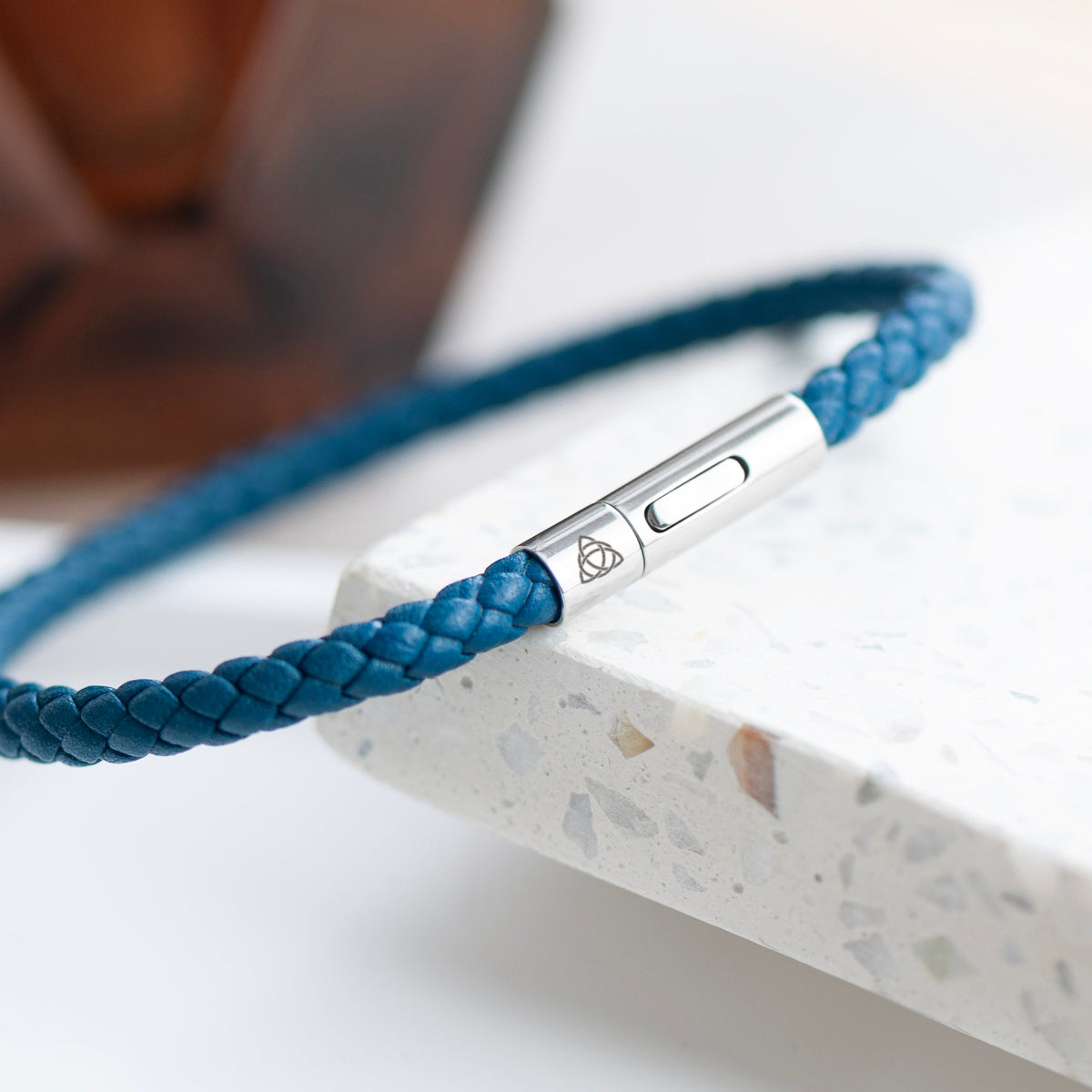 Personalised Men's Celtic Trinity Capsule Leather Bracelet