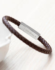 Personalised Men's Leather Infinity Bracelet With Tube Clasp