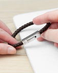 Personalised Men's Leather Infinity Bracelet With Tube Clasp