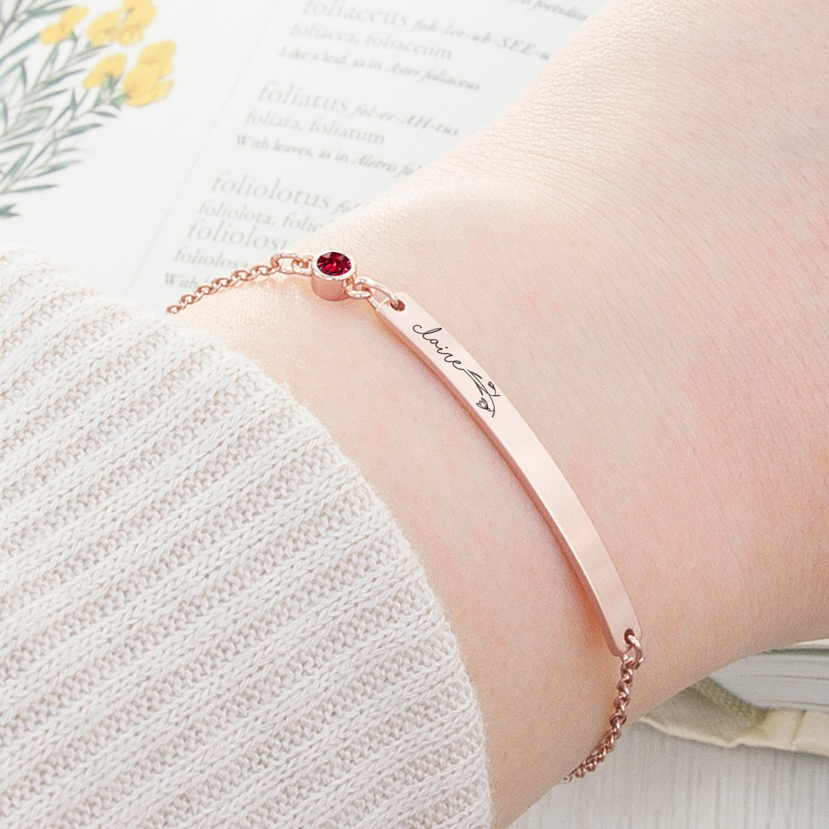 Personalised Birth Flower Swarovski Crystal Rose Gold Bracelet