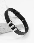 Personalised Men's Soho Tag Black Leather Bracelet