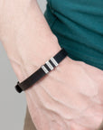Personalised Men's Soho Tag Black Leather Bracelet
