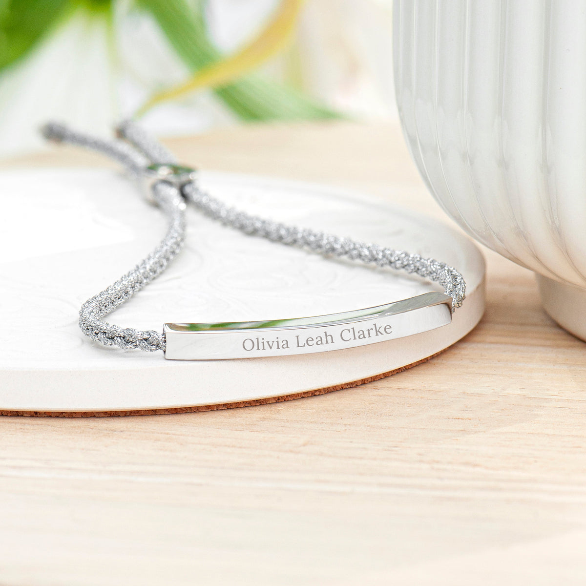 Personalised Silver Identity Rope Bracelet