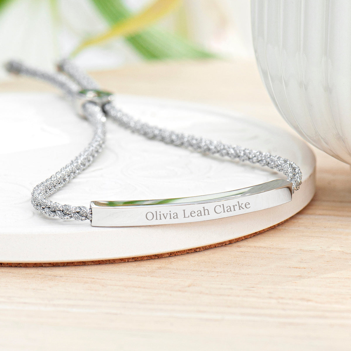 Personalised Silver Identity Rope Bracelet
