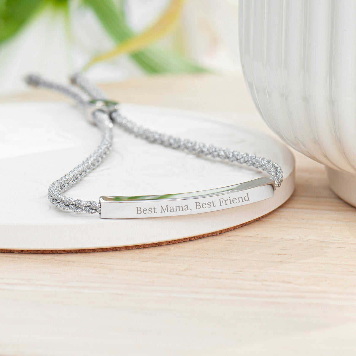Personalised Silver Identity Rope Bracelet