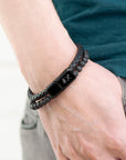 Personalised Men’s Black Rune Duo Bracelet