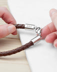 Personalised Men's Brown Horseshoe Bracelet with Sterling Silver Clasp