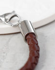 Personalised Men's Brown Horseshoe Bracelet with Sterling Silver Clasp