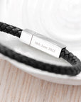 Personalised Men's Leather Celtic Trinity Bracelet With Tube Clasp