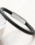 Personalised Men's Leather Celtic Trinity Bracelet With Tube Clasp