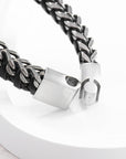 Personalised Men's Woven Leather and Stainless Steel Bracelet