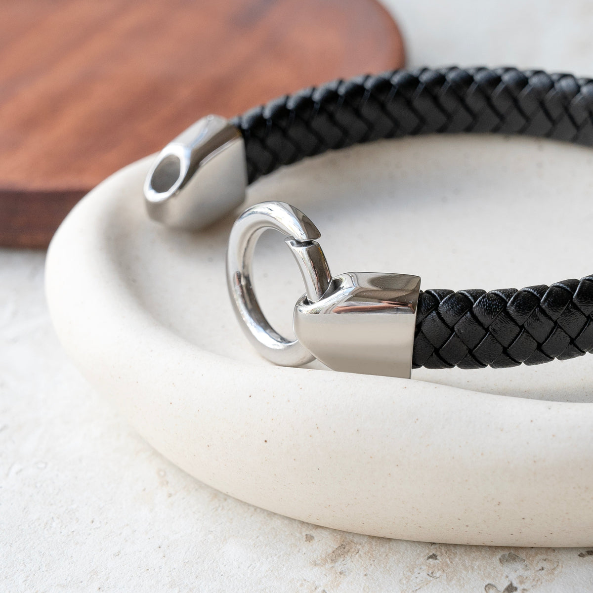 Personalised Men's Eternity Ring Leather Bracelet