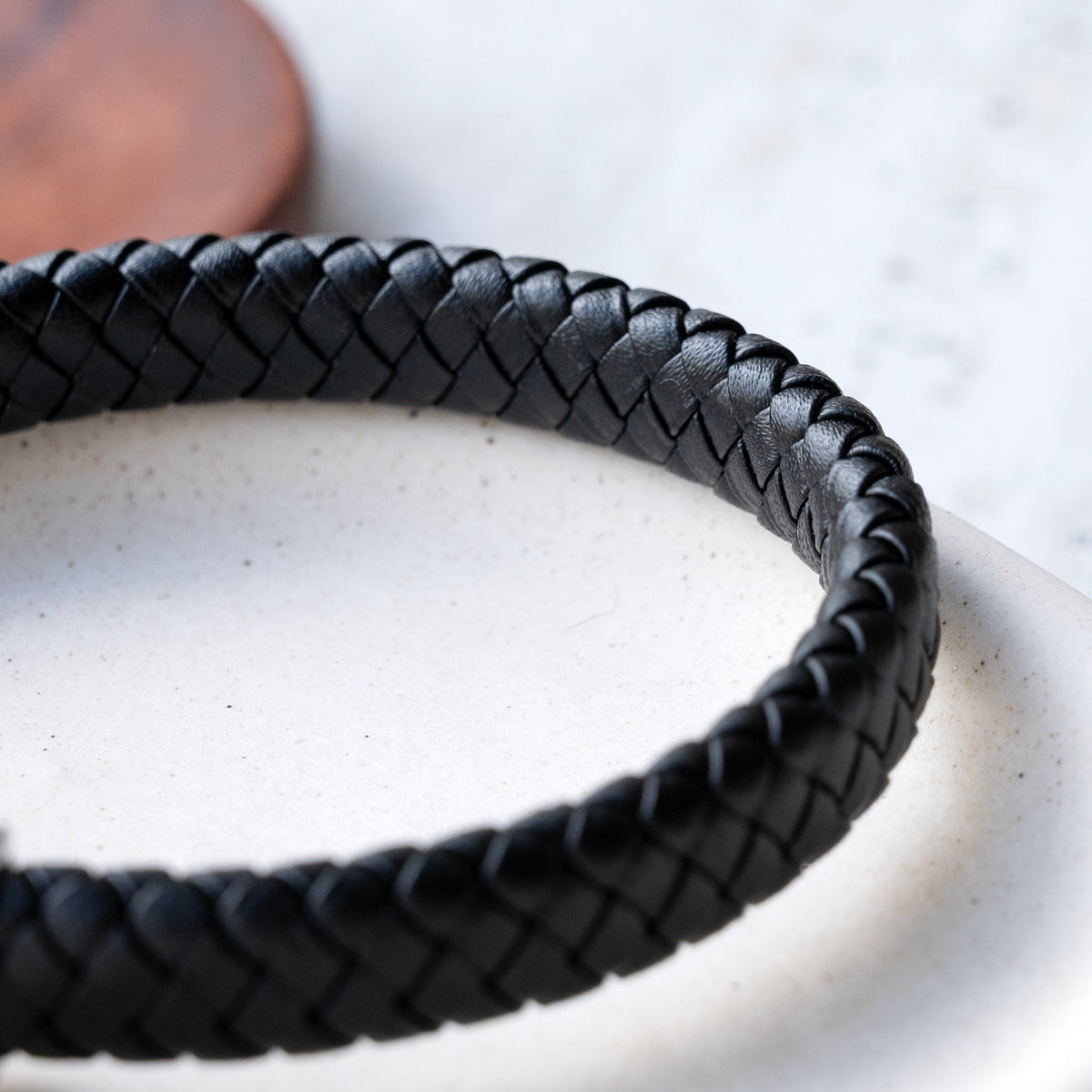 Personalised Men's Eternity Ring Leather Bracelet