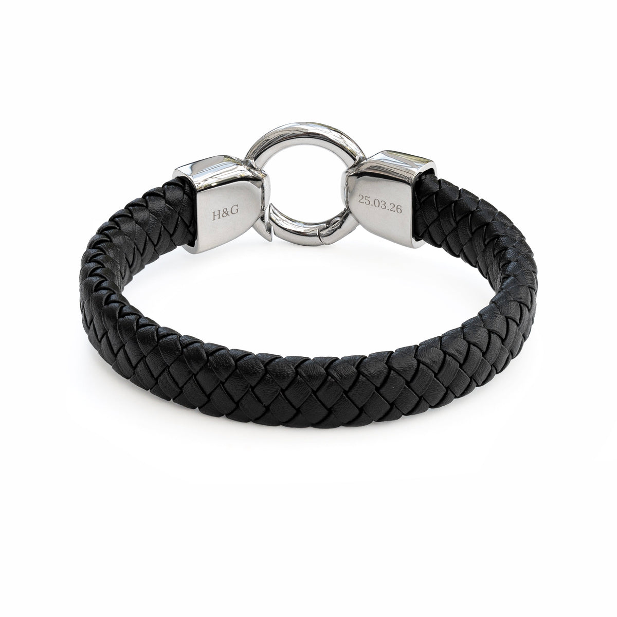 Personalised Men's Eternity Ring Leather Bracelet
