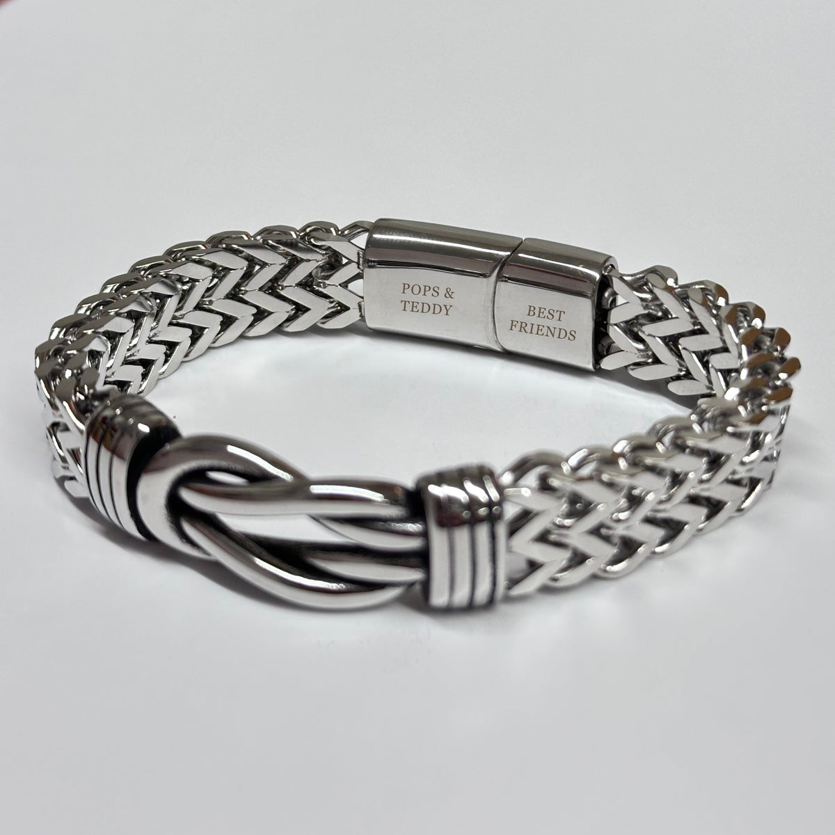 Personalised Men's Woven Stainless Steel Infinity Knot Bracelet