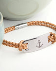 Personalised Men's Anchor Statement Leather Bracelet