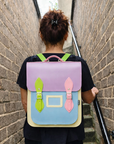 Handmade Leather City Backpack - Pastel Kaleidoscope