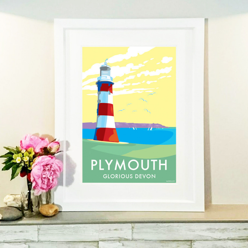 Plymouth Vintage Seaside Travel Poster Print