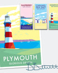 Plymouth Vintage Seaside Travel Poster Print