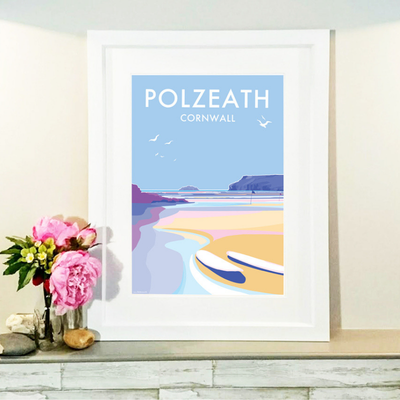 Polzeath Vintage Seaside Travel Poster Print