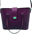 Leather Mini Twist Lock Shopper Bag - Purple