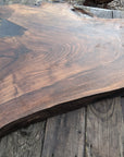 Walnut and Gold Black Epoxy Resin Side Table