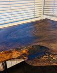 Walnut and Gold Black Epoxy Resin Side Table