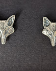 Silver Steed Fox Head Stud Earrings