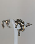 Silver Steed Front and Hind Horse Studs Earrings