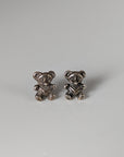 Silver Steed Teddy Bear Stud Earrings
