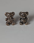 Silver Steed Teddy Bear Stud Earrings