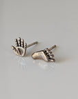 Silver Steed Hand and Foot Stud Earrings