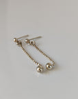 Silver Steed Long Delivate Silver Ball Stud Earrings