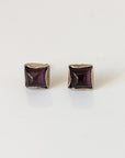 Silver Steed Square Coloured Stud Earrings