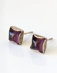 Silver Steed Square Coloured Stud Earrings