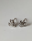 Silver Steed Spotted Frog Stud Earrings