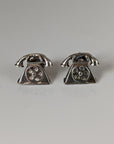 Silver Steed Telephone Stud Earrings