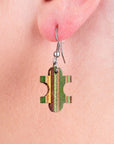 Jigsaw Recycled Skateboard Earrings
