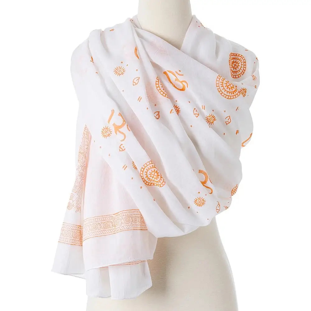 Lilac Paisley Cotton Shawl Hand Blocked