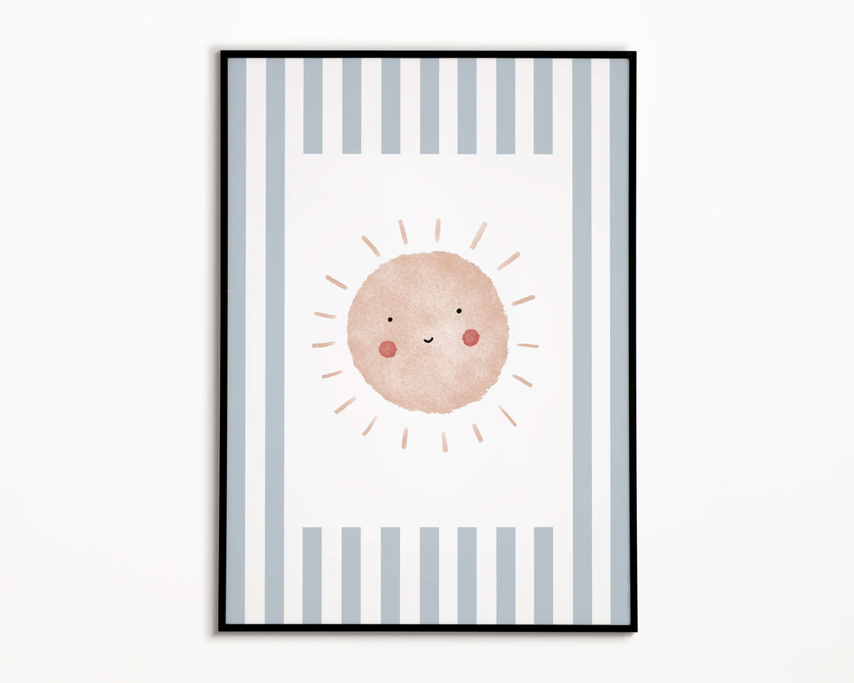 Boho Sunshine Print - Pale Blue Stripes