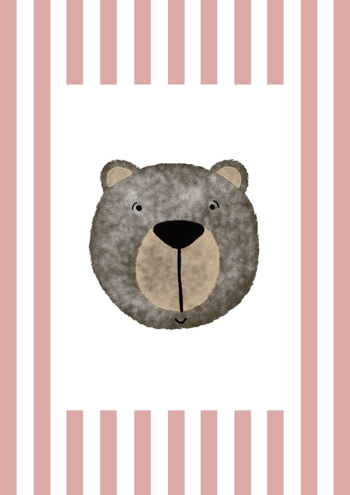 Bear Print - Pale Red Stripes