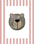 Bear Print - Pale Red Stripes