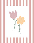 Flowers Print - Pale Red Stripes