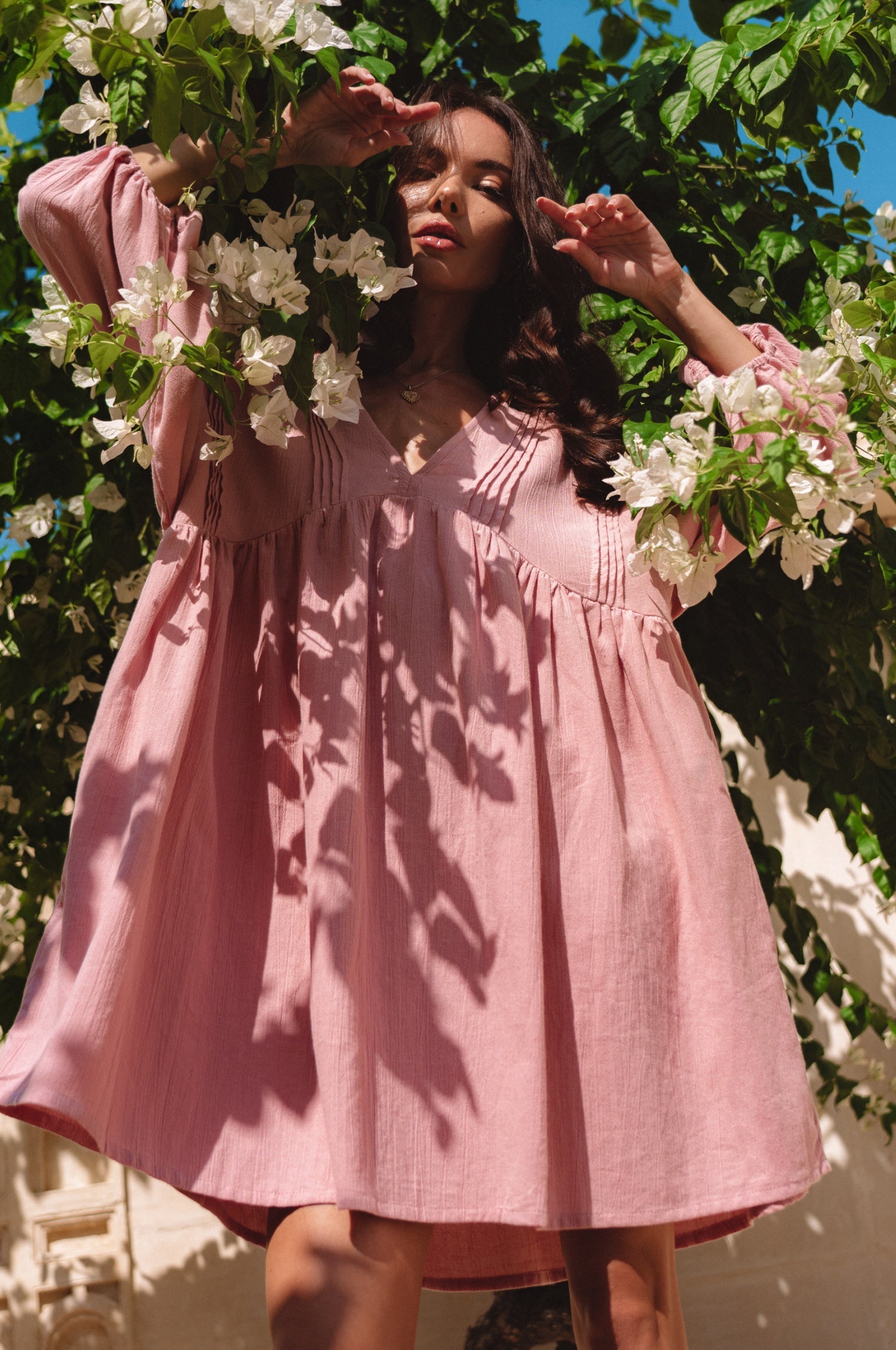 Palmira Handcrafted Linen Mini Dress-5