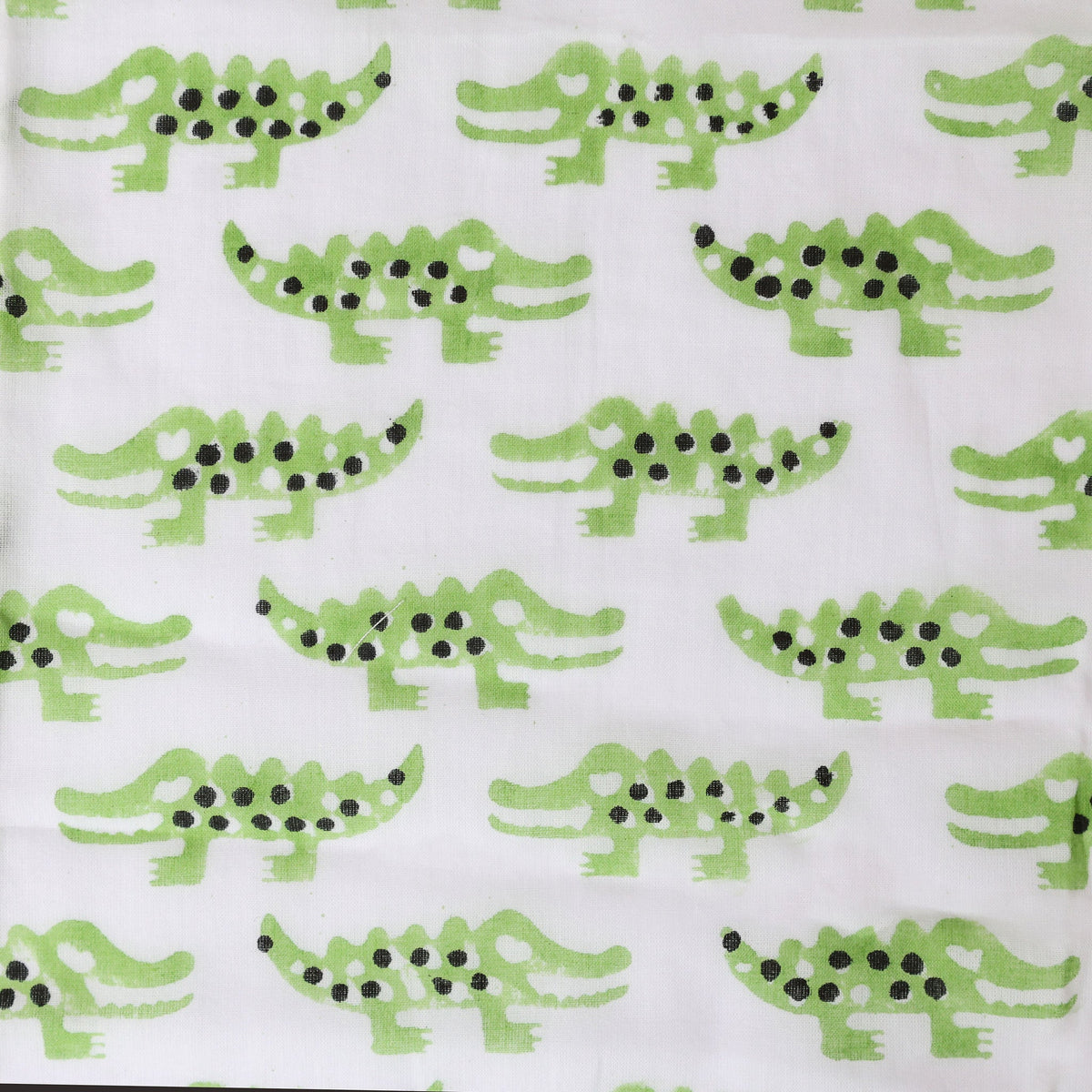 Crocodile wash bag block print cotton with waterproof lining